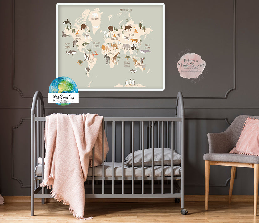 Zoo Themed Nursery Boho Baby Zoo Animal Nursery Wall Art Decor