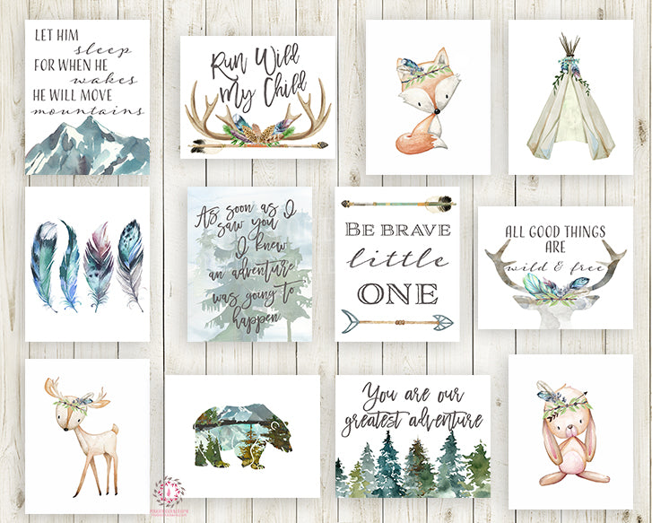 Woodland Boy Wall Tapestry SALE 12 Woodland Boy Wall Art Prints