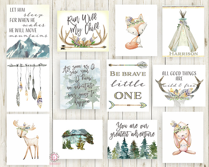 Woodland Nursery Wild And Free Room Decor SALE Lot Of 12 Woodland