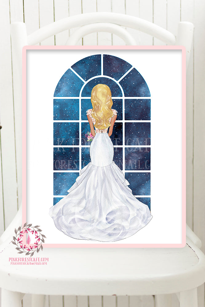 Bride Wall Art Portrait Print Wedding Bridal Shower Invitation Save Da