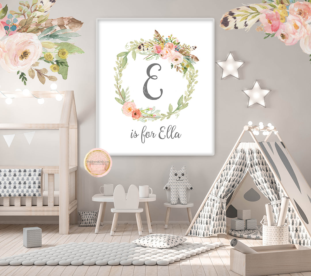 Painting Boho Wall Decor Nursery Baby Girl Room Wall Art Boho Baby