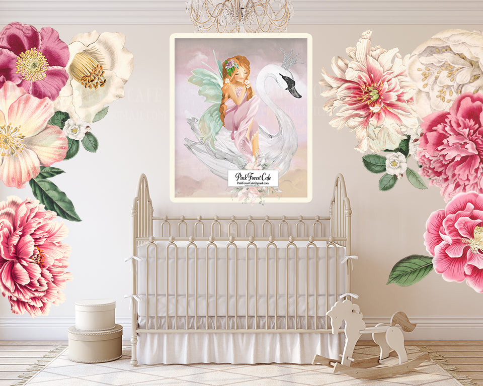 12 Peonies Fairy Garden Watercolor Peony Wall Decal Sticker Floral Flo ...