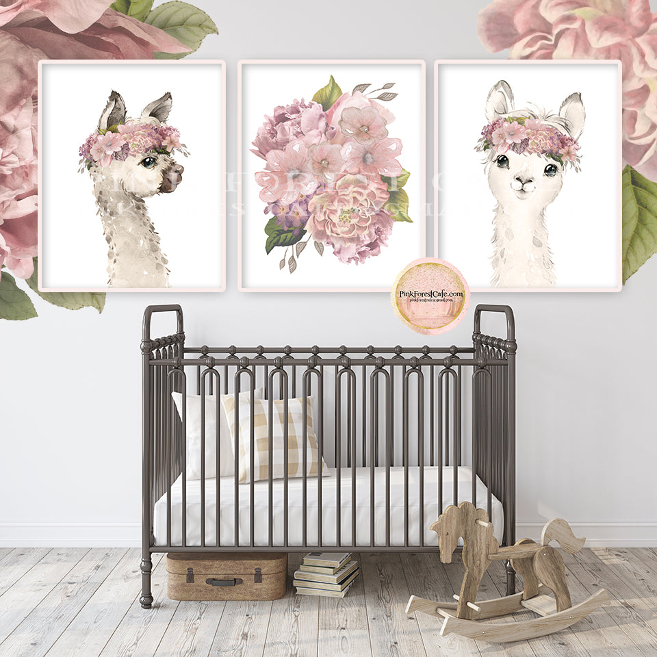 Nursery Prints Llama Themed Nursery Boho Llama Alpaca Wall Art