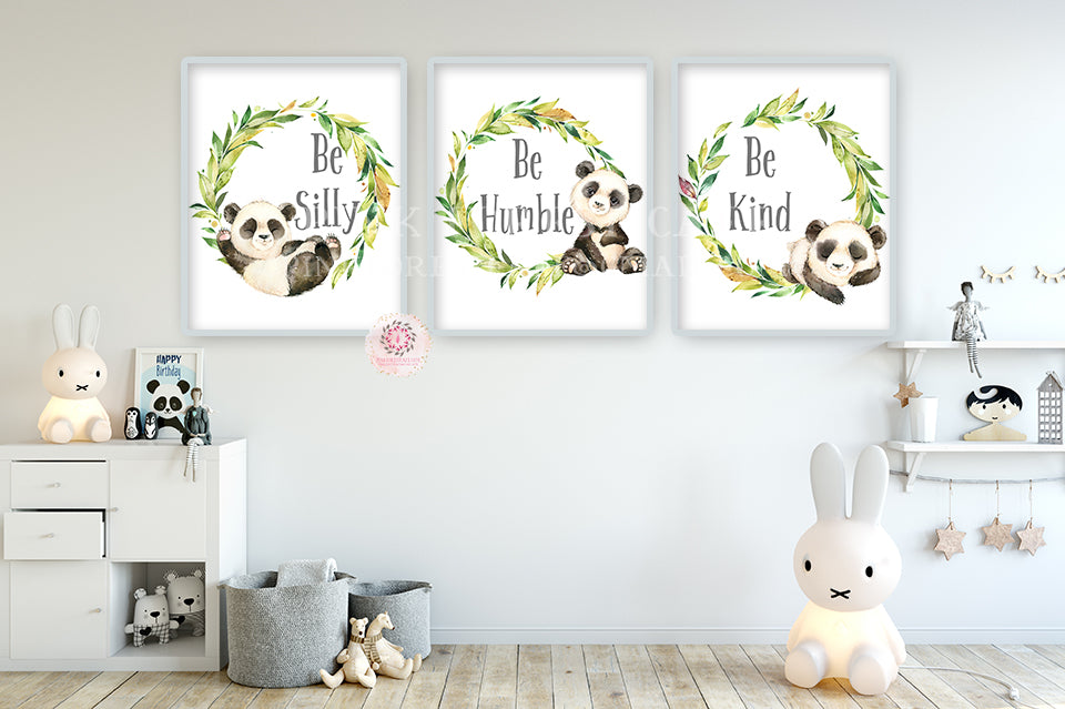 3 Panda Bear Wall Art Print Nursery Baby Room Gender Neutral Boy Girl ...