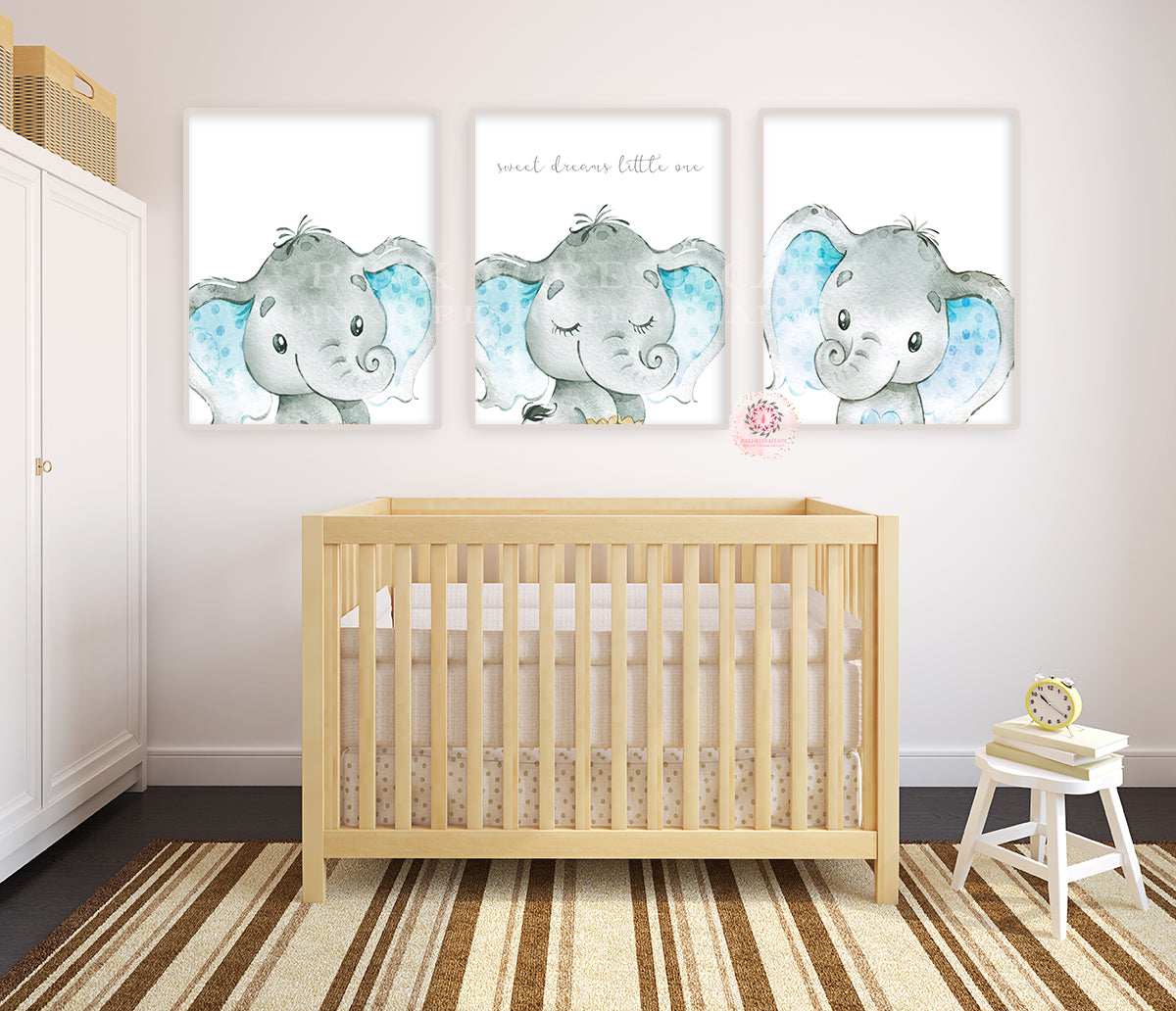Nursery Prints Baby Boy Elephant Nursery Decor Elephant Wall Art