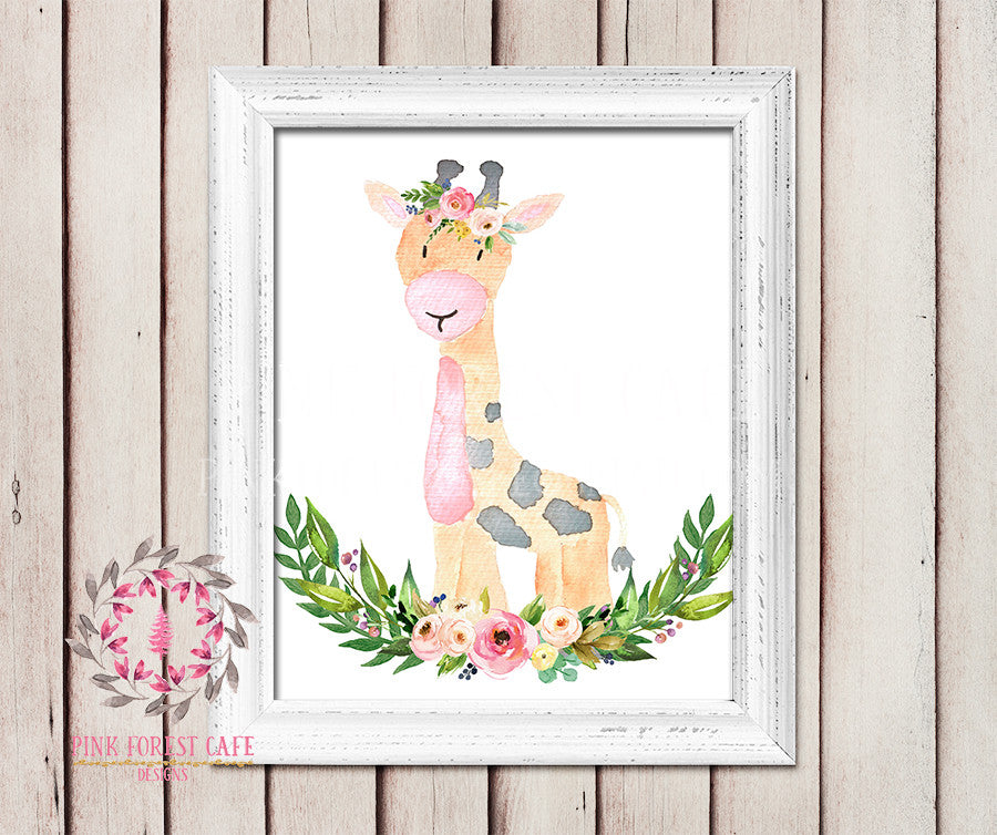 Giraffe Boho Garden ZOO Safari Nursery Kids Baby Girl Room