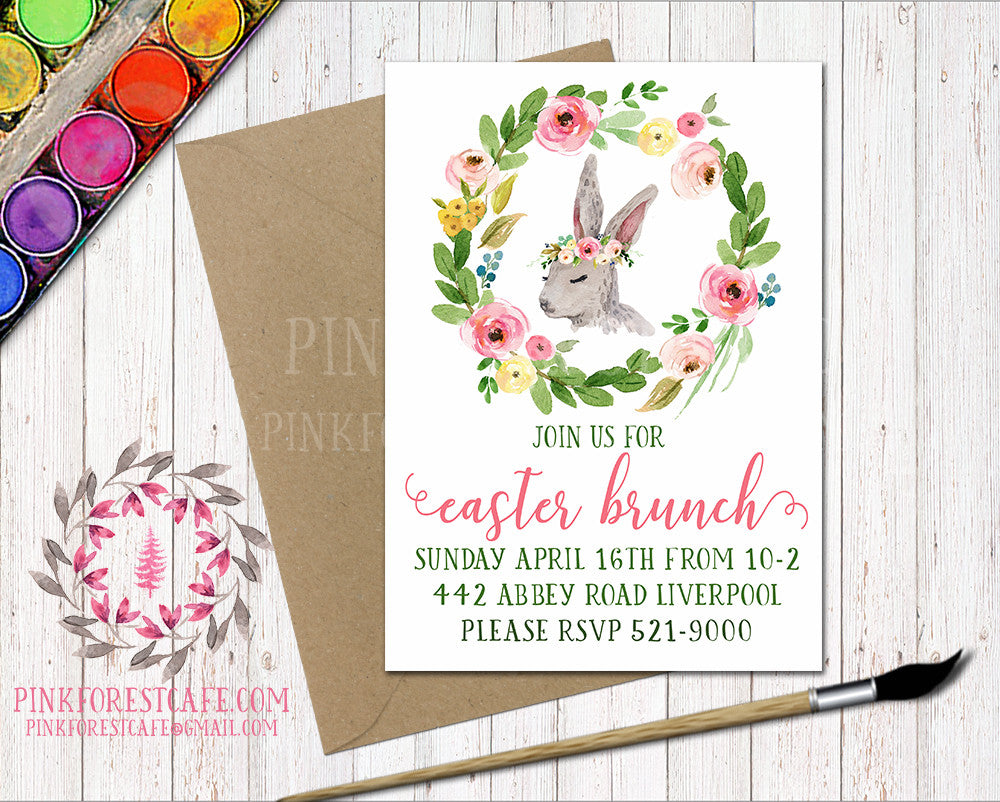 Bunny Rabbit Woodland Easter Brunch Boho Garden Floral Birthday Party, image size:1000x802