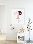 Girl Kissing Puppy Dog Nursery Wall Art Print Polka Dot Whimsical Floral Printable Décor