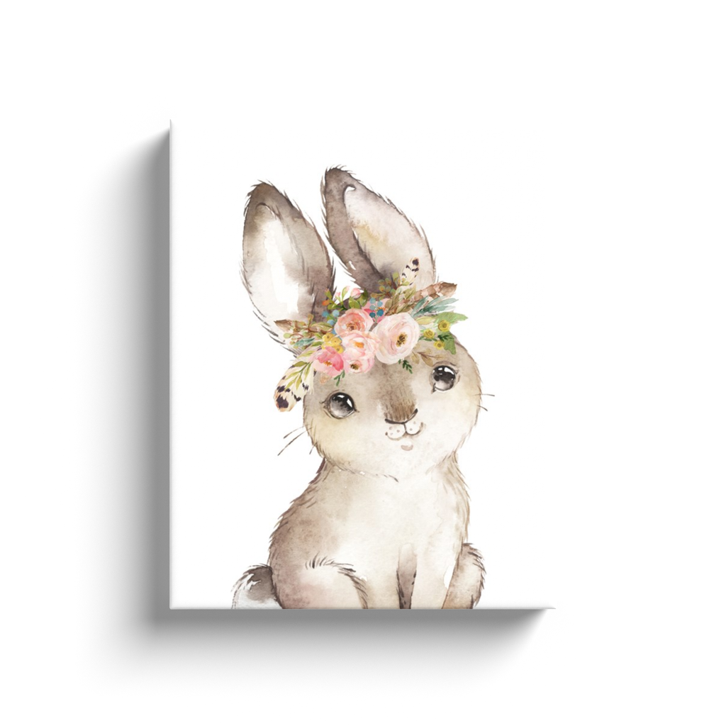 Boho Feather Bunny Rabbit Wall Art Print Baby Nursery 11x14" Canvas ...