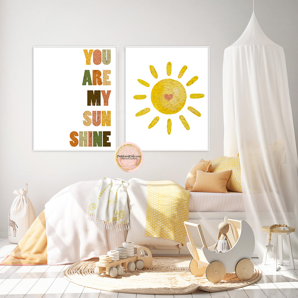 You Are My Sunshine Wall Art Print Nursery Printable Mustard Rust Sa