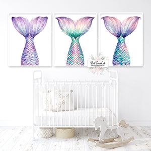 Mermaid Tail Set Printable Wall Art Prints Nursery Decor – Pink