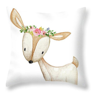 Boho Woodland Baby Nursery Deer Floral Watercolor Throw Pillow Baby Girl Nursery Room Home Decor
