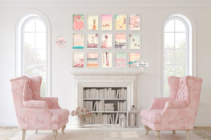 15 Pink Ocean + Beach Palm Tree Van Flamingo 5x7" Wall Art Print Bedroom Beachy Vintage Retro Vibe Printable Gallery Decor