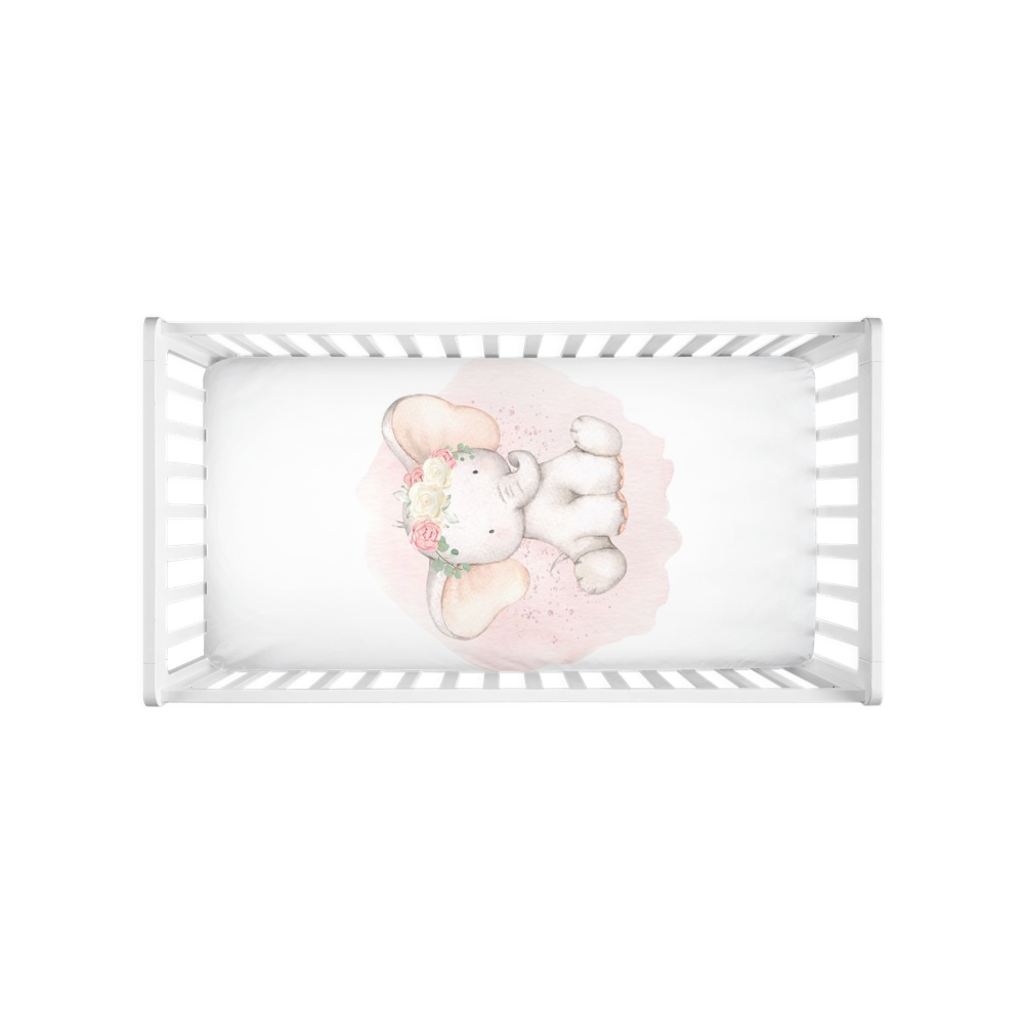 Boho Blush Elephant Baby Girl Crib Sheet Nursery Bedding Pink Cream Fl