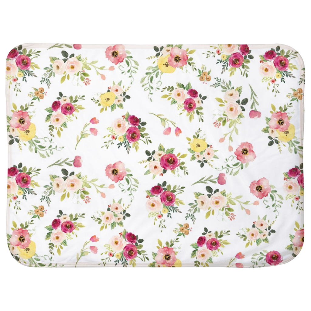 Baby Sherpa Blanket Infant Girl Farmhouse Watercolor Floral Peonies Nursery Shower Gift