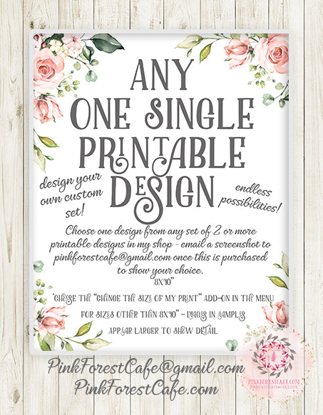 Choose Any ONE Single Printable Wall Art Print Design From Any Set of 2 or More - From Pink Forest Cafe