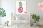 Pink Watermelon Pineapple Wall Art Print Tropical Baby Girl Nursery Ethereal Whimsical Floral Printable Decor