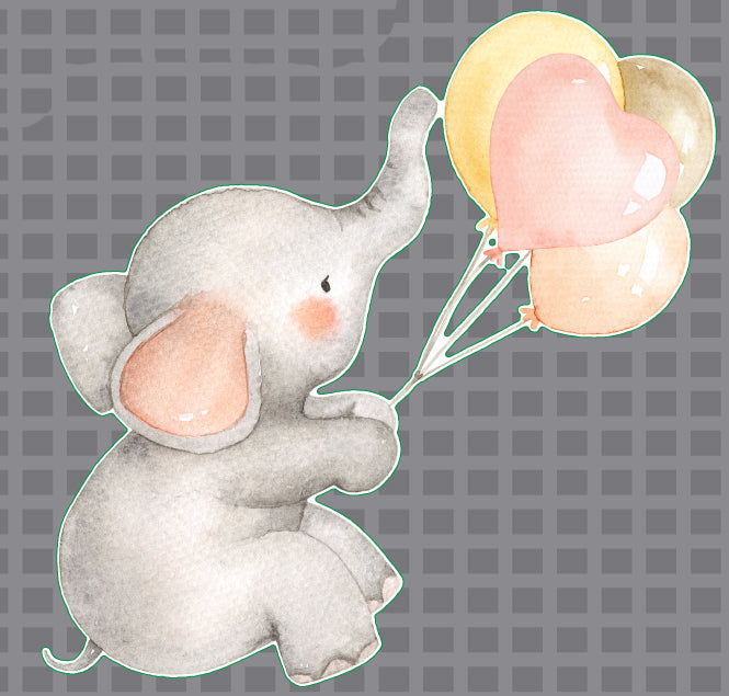 Boho Elephant Balloons Watercolor Wall Decal Sticker Heart Baby Nursery Art Decor