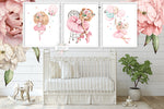 3 Ballerina Balloons Baby Girl Nursery Wall Art Print Ethereal Ballet Dancer Whimsical Bohemian Floral Printable Decor