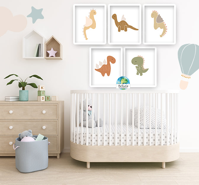 5 Dinosaur Wall Art Print Boy Nursery Room Set Prints Printable Earth – Pink Forest Cafe 5-dinosaur-wall-art-print-boy-nursery-room-set-prints-printable-earth-pink-forest-cafe