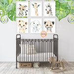 6 Boho Lion Elephant Giraffe Wall Art Print Blush Nursery Zoo Baby Room Safari Watercolor Lot Set Printable Decor