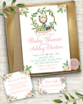 Cactus Succulent Woodland Bear Invite Invitation Baby Shower Diaper Raffle Book Cards Boho Floral Watercolor Birthday Party Printable
