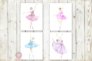 Ballerina TuTu Ballet Dancers Wall Art Print Set Boho Floral Nursery Baby Girl Room Prints Printable Decor