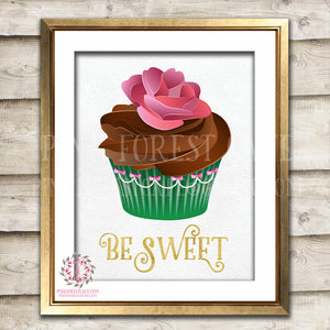 Be Sweet Cupcake Printable Wall Art Nursery Decor Print