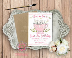 Bunny Rabbit Tea Party Girls Birthday Party Baby Bridal Shower Printable Invitation Invite