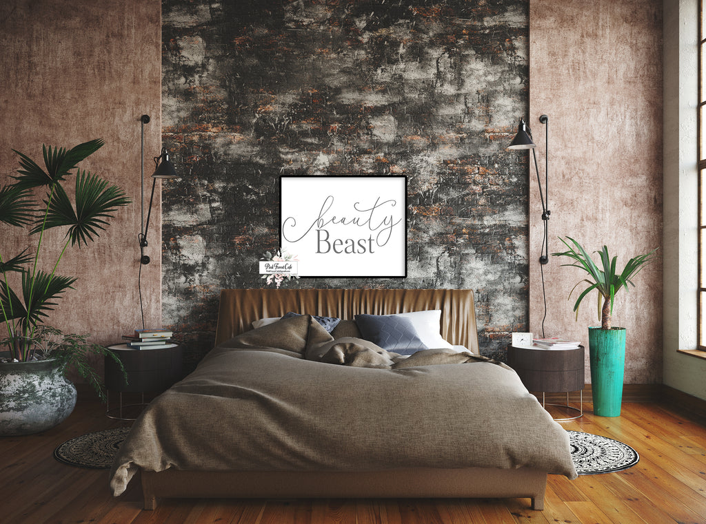 Beauty Beast Wall Art Print Bedroom Over Bed Quote Printable Decor