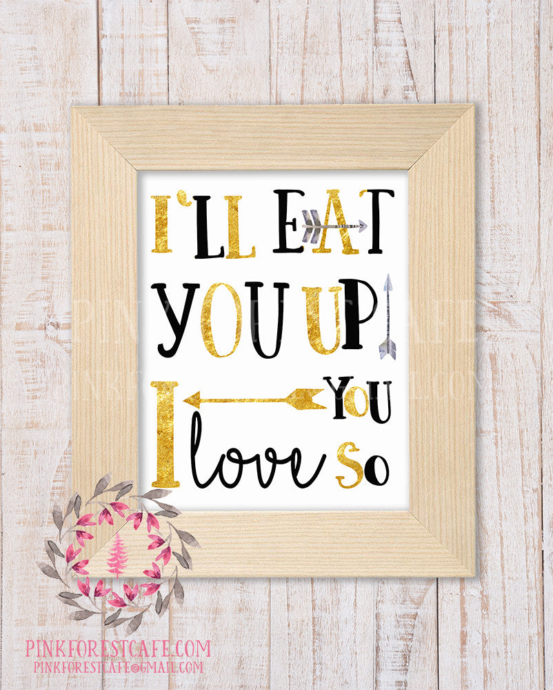 Where The Wild Things Are I'll Eat You Up I Love You So Baby Boy Printable Wall Art Nursery Home Decor