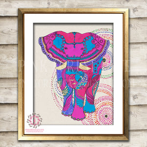 Elephant Boho Ink Safari Wall Art Print Nursery Kids Baby Girl Room Tattoo Printable Home Decor