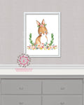 Bunny Rabbit Woodland Boho Bohemian Garden Floral Nursery Baby Girl Room Printable Print Wall Decor