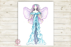 Boho Gypsy Fairy Princess Nursery Wall Art Print Ethereal Angel Wings Printable Watercolor Mystery Fantasy Magical Decor