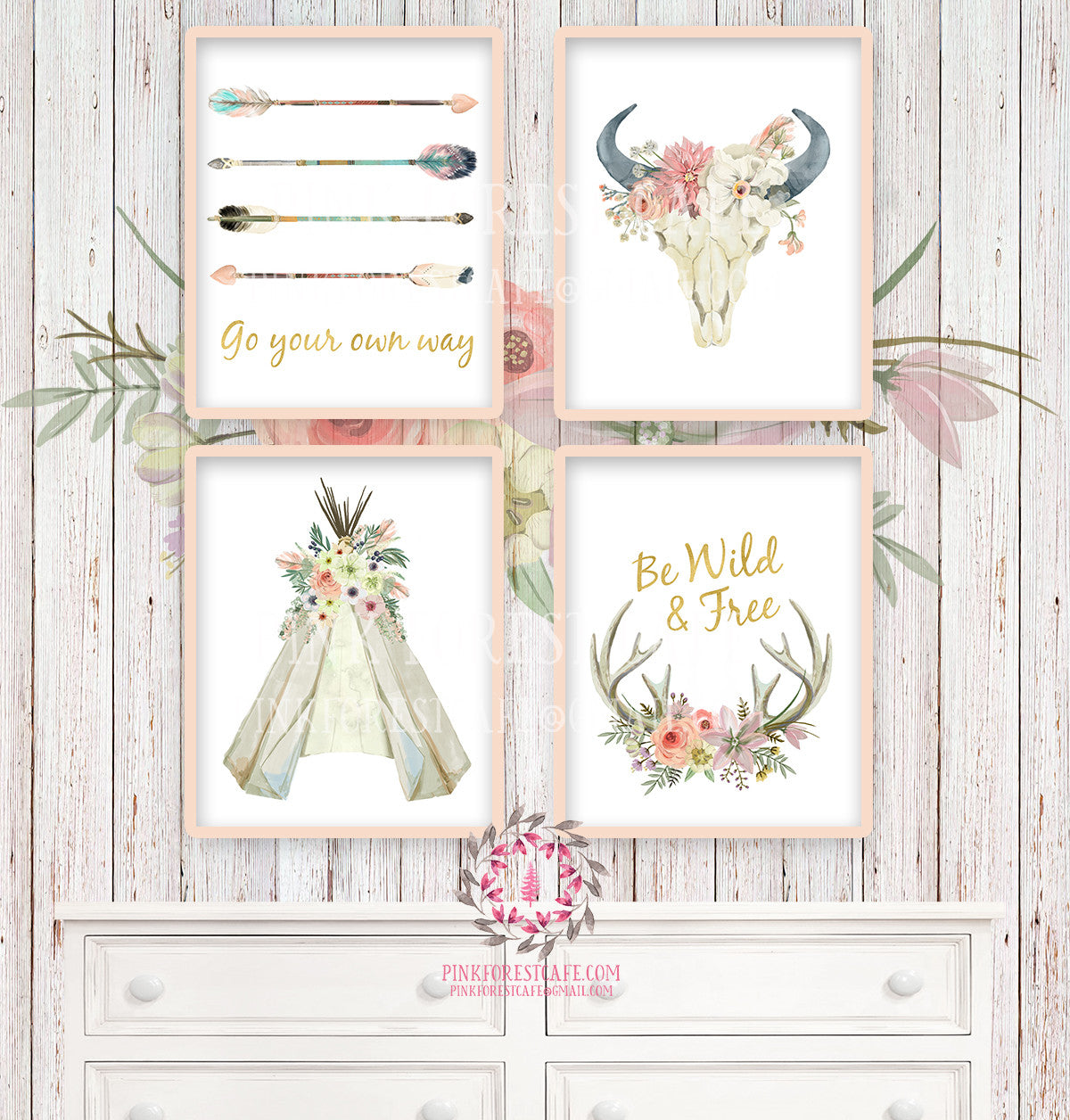 Boho Nursery Print Wall Art Set of 4 Go Your Own Way Teepee Wild Free – Pink Forest Cafe boho-nursery-print-wall-art-set-of-4-go-your-own-way-teepee-wild-free-pink-forest-cafe