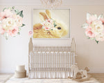 Floral Bunny Rabbit Blush Woodland Boho Wall Art Print Nursery Baby Girl Room Watercolor Printable Decor