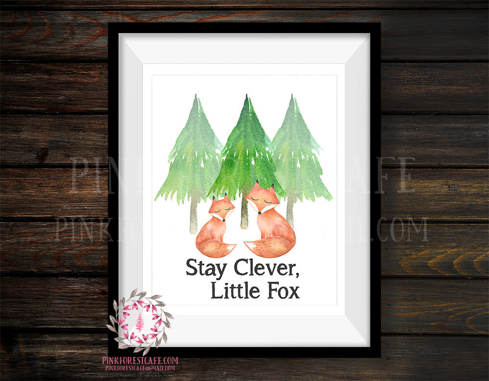 Clever Fox Camping Woodland Adventure Nursery Baby Printable Print Wall Art Set Lot Prints Cabin Home Decor