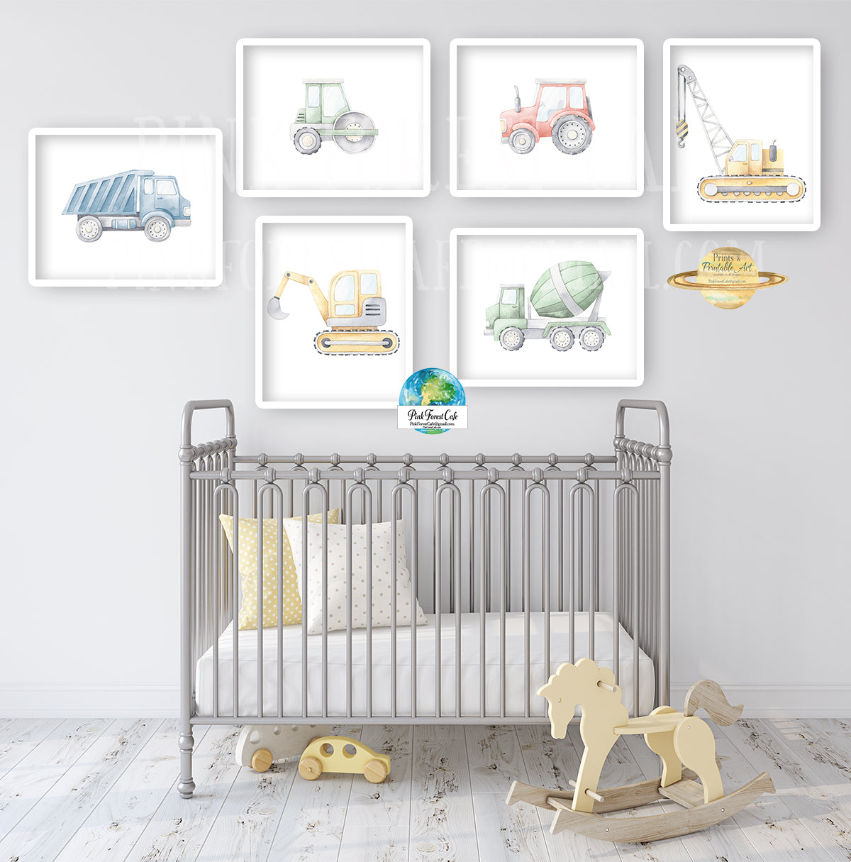 Construction Truck Digger Wall Art Print Boy Nursery Room Set Prints Printable Décor
