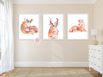 3 Deer Fawn Woodland Boho Wall Art Print Antlers Buck Nursery Baby Boy Girl Gender Neutral Twins Printable Decor
