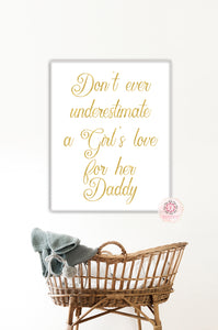Daddy Girl Wall Art Print Gold Baby Room Printable Decor