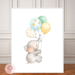 Boho Elephant Nursery Wall Art Print Balloons Stars Moon Ethereal