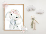 Boho Blush Elephant Wall Art Print Nursery Zoo Baby Girl Room Floral Bohemian Safari Watercolor Printable Decor