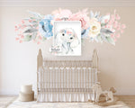 Blush Boho Elephant Wall Art Print Nursery Baby Girl Room Floral Bohemian Watercolor Printable Decor