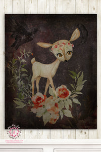 Ethereal Deer Woodland Boho Nursery Wall Art Print Baby Girl Watercolor Printable Decor