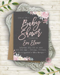 Floral Modern Blush Baby Bridal Shower Invite Invitation Wedding Save The Date Rose Gold Gray White Bridal Shower Urban Watercolor Printable Announcement