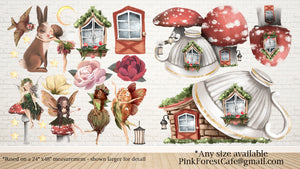 Fairy Garden Woodland Fairies Bunny Wall Decal Sticker Set Art Bird Decals Decor