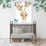 Giraffe Family Wall Art Print Nursery Zoo BabyRoom Safari Watercolor Printable Decor