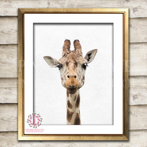 Watercolor Giraffe Safari Nursery Kids Baby Room Playroom Print Printable Wall Poster Sign Art Home Decor