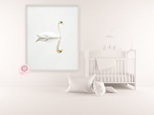 Gold Billed Swan Baby Nursery Wall Art Print Ethereal Whimsical Printable Decor