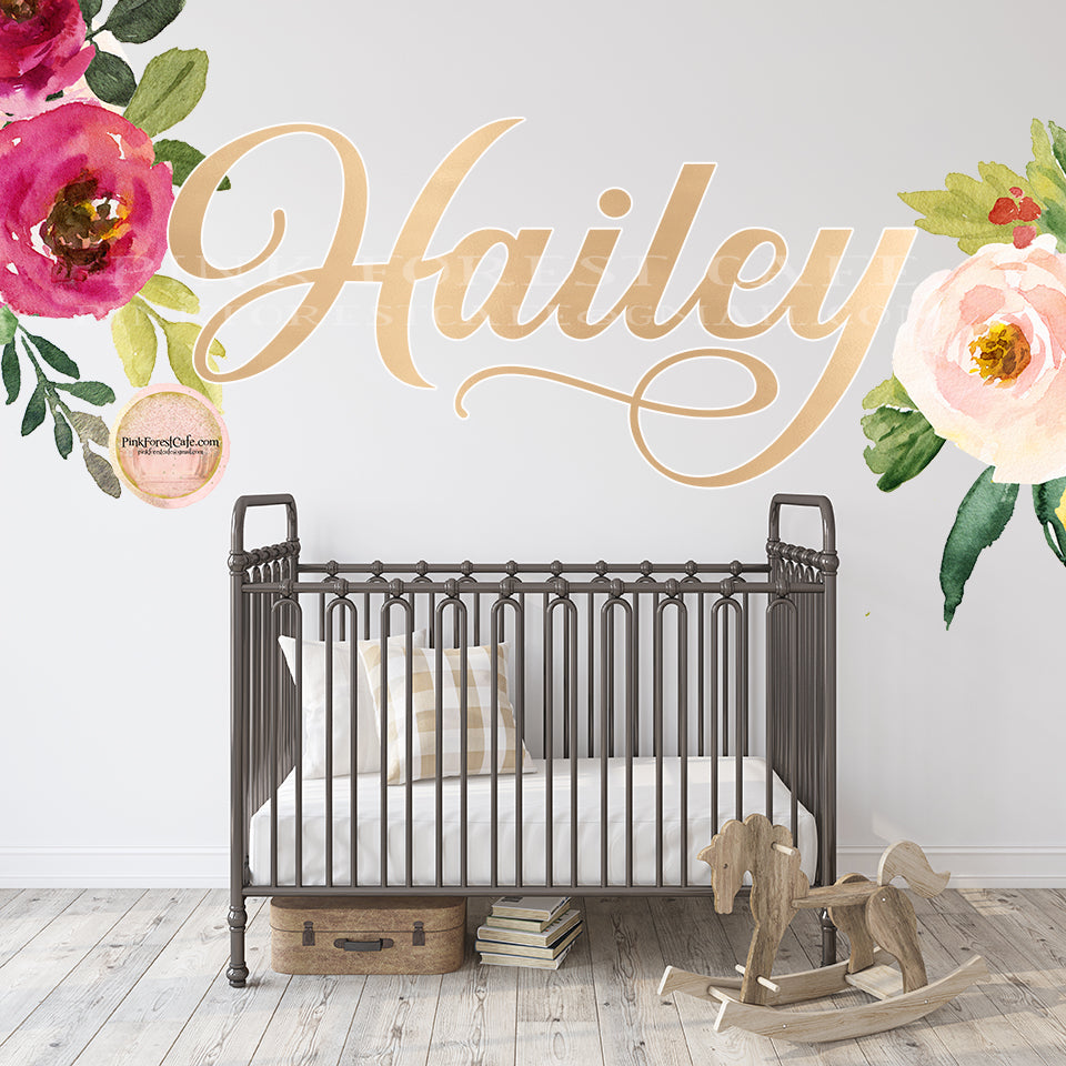 Personalized Baby Name Gold Wall Decal Sticker Boho Decor